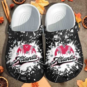 Atlanta2BBaseball2BLover2BBlack2BCrocs2BClogs2BCrocband2BShoes tSk6L