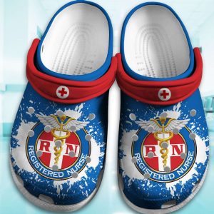 Blue And Red RN Nurse Crocs Crocband Clog Shoes For Men Women 76762377 1