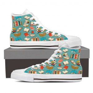Book Worm Reading Book Lovers Pattern Canvas High Top Shoes 4105232 1