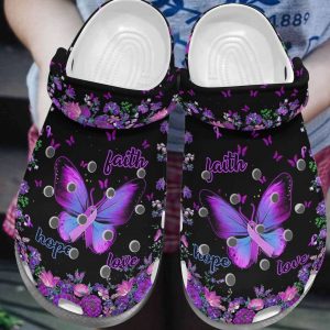 Breast Cancer Awareness Butterfly Faith Hope Love Crocs Crocband Clog Shoes 63384645 1