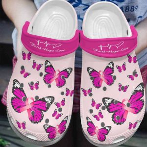 Breast Cancer Awareness Christian Faith Hope Love Crocs Crocband Clog Shoes 22810385 1