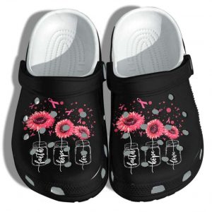 Breast Cancer Awareness Faith Hope Love Sunflower Pinky Crocs Crocband Clog Shoes 66617573 1