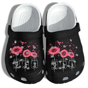 Breast Cancer Awareness Faith Hope Love Sunflower Pinky Crocs Crocband Clog Shoes 74377691 1