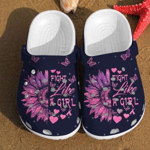 Breast Cancer Awareness Fight Like A Girl Sunflower Crocs Crocband Clog Shoes 33295064 1