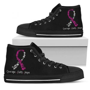 Breast Cancer Courage Faith Hope Custom Print Sneakers High Top Shoes1 35366247 1