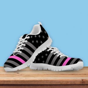 Breast Cancer Pink Line Ameican Flag Sneaker Shoes1 47236470 1