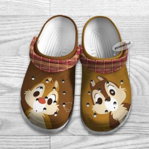 Chip2BAnd2BDale2BBrown2BRed2BCheckered2BPattern2BDisney2BGraphic2BCartoon2BCrocs2BClogs2BCrocband2BShoes 42B60