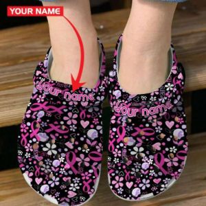 Custom2BName2BBreast2BCancer2BAwareness2BCrocs2BPink2BRibbon2BFloral2BPattern FnhHL