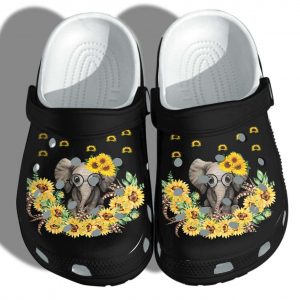 Cute Elephant Sunflower Crocs Crocband Clog Shoes 28624900 1