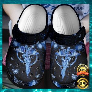 Dark Nurse Symbol and Butterflies Crocs Crocband Clog Shoes For Men Women 58854237 1