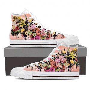 Flower Bouquet Floral Pattern Canvas High Top Shoes 52877999 1
