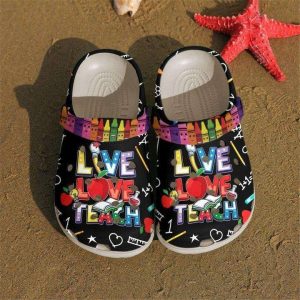 Funny Crayons Live Love Teach Gift For Teacher Crocs Crocband Clog Shoes 35629645 1