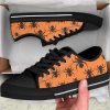 Halloween Orange Black Spider Printed Canvas Low Top Shoes