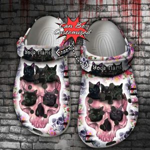 Halloween2BCrocs2BPersonalized2BBlack2BCat2BPink2BSkull2BClogs2BCrocband2BShoes tE4fj