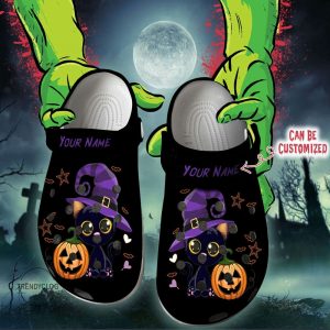 Halloween2BCrocs2BPersonalized2BBlack2BCat2BWitch2BClogs2BCrocband2BShoes e53O6