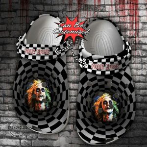 Halloween2BCrocs2BPersonalized2BHalloween2BScary2BBeetlejuice2BCheckered2BTunnel2BClogs2BCrocband2BShoes XvYEF