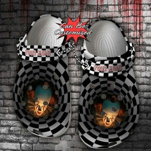 Halloween2BCrocs2BPersonalized2BHalloween2BScary2BIT2BPennywise2BCheckered2BTunnel2BClogs2BCrocband2BShoes WumaO