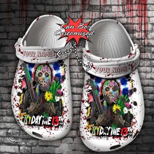 Halloween2BCrocs2BPersonalized2BJason2BVoorhees2BFriday2Bthe2B13th2BTie2BDye2BFloral2BClogs2BCrocband2BShoes LxzC1