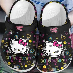 Hello2BKitty2BPattern2BBlack2BCrocs2BClogs2BCrocband2BShoes BTOwT