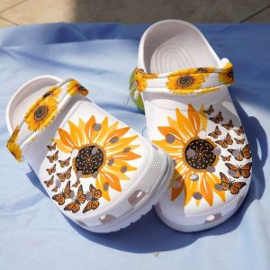 Love Butterfly and Sunflower Lovers Crocs Crocband Clog Shoes 2189549 1