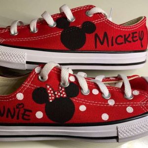 Mickey and Minnie Mouse Red Custom Print Sneakers Canvas Low Top Shoes 67458914 1