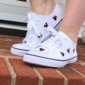 Minnie Mouse Glitter Bow Custom Print Sneakers Canvas Low Top Shoes1 76384199 1