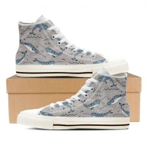 Narwhal Lovers Pattern Canvas High Top Shoes 47361997 1