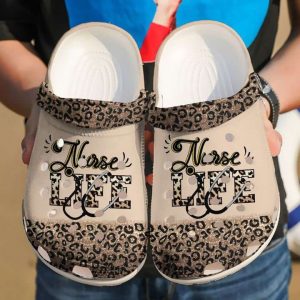 Nurse Nursing Life Leopard Crocs Crocband Clog Shoes For Men Women 74104260 1