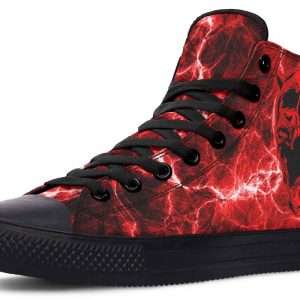 Red Hell Skull Black High Top Canvas Shoes
