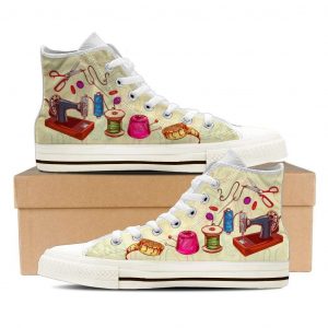 Sewing Lovers Pattern Canvas High Top Shoes 73916805 1