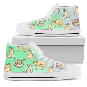 Sloth Lovers Pattern Canvas High Top Shoes 76988878 1