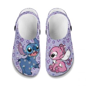 Stitch2BAnd2BAngel2BFull2BPrint2BPink2BPurple2BDisney2BGraphic2BCartoon2BCrocs2BClogs2BCrocband2BShoes B11uK