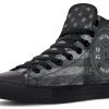 USA Flag Black And White No Pain No Gain Fitness Workout Black High Top Canvas Shoes
