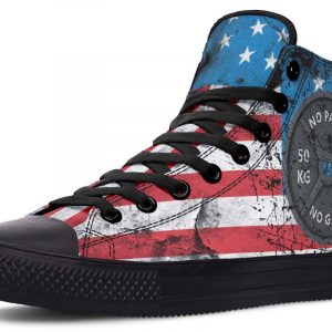 USA Flag No Pain No Gain Fitness Workout Black High Top Canvas Shoes