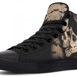Woman And Sugar Skull Black High Top Canvas Shoes
