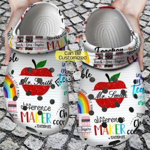 custom name teach love inspire crocs clogs crocband shoes for teacher