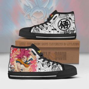 goku super saiyan god high top canvas shoes custom dragon ball anime mixed manga style1 iBAvC