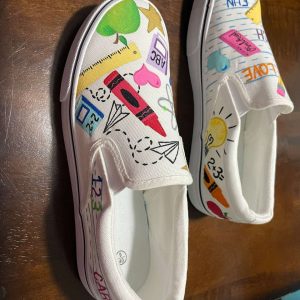 love teach fun graphic printing slip on vans sneaker shoes for teacher 2