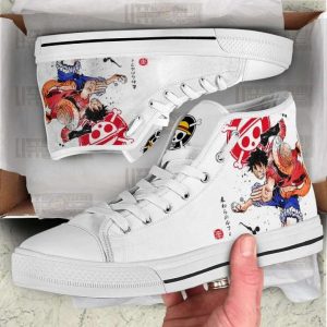 monkey d. luffy high top canvas shoes one piece anime mixed manga style1 jdPP1