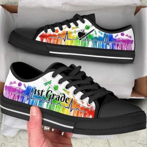 personalized custom class colorful heartbeat low top shoes for teachers 1