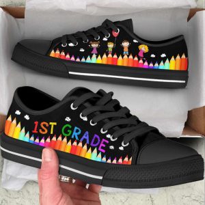 personalized custom class crayon pattern low top shoes for teachers 1