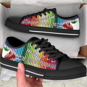 personalized custom class crayon zipper pattern low top shoes for teachers 1