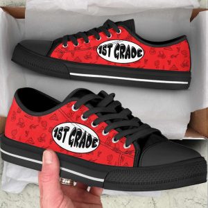 personalized custom class educational pattern red low top shoes for teachers 1