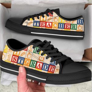personalized custom class square educational pattern low top shoes for teacher 1