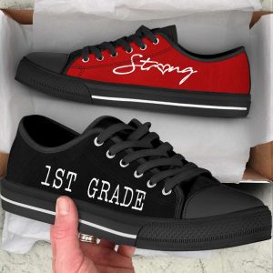 personalized custom class strong black and black low top shoes for teachers 1