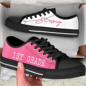 personalized custom class strong pink and white low top shoes for teachers 1