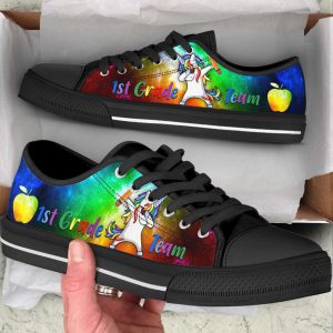 personalized custom class unicorn dabbing team low top shoes for teacher 1