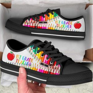 personalized custom class white paper and crayon zipper pattern low top shoes for teacher 1