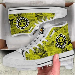 trafalgar law jolly roger high top canvas shoes one piece anime mixed manga style1 QDzvK