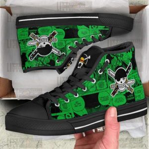 zoro jolly roger high top canvas shoes one piece anime mixed manga style1 aNUxw